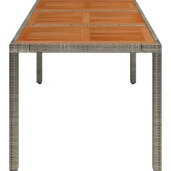 vidaXL - Tuintafel Met Houten Blad - Grijs - Poly rattan - 150 x 90 x 75 cm