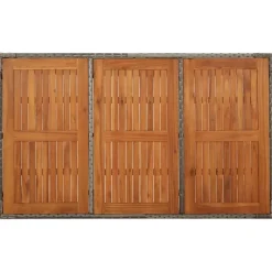 vidaXL - Tuintafel Met Houten Blad - Grijs - Poly rattan - 150 x 90 x 75 cm