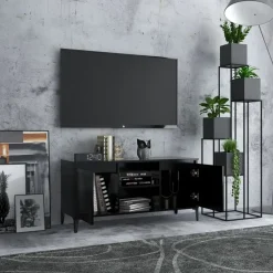 vidaXL - Tv-kast - Zwart - Bewerkt hout