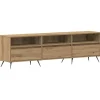 vidaXL - TV-meubel 3 vakken 3 deuren - Artisanaal eiken - Hout - 150x30x44.5 cm