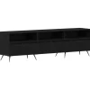 vidaXL - TV-meubel 3 vakken 3 deuren - Zwart eiken - Hout - 150x30x44.5 cm
