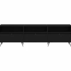 vidaXL - TV-meubel 3 vakken 3 deuren - Zwart eiken - Hout - 150x30x44.5 cm