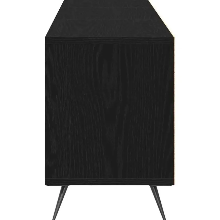 vidaXL - TV-meubel 3 vakken 3 deuren - Zwart eiken - Hout - 150x30x44.5 cm