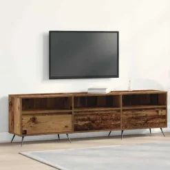 vidaXL - TV-meubel 3 vakken 3 deuren - Oud hout - Hout - 150x30x44.5 cm