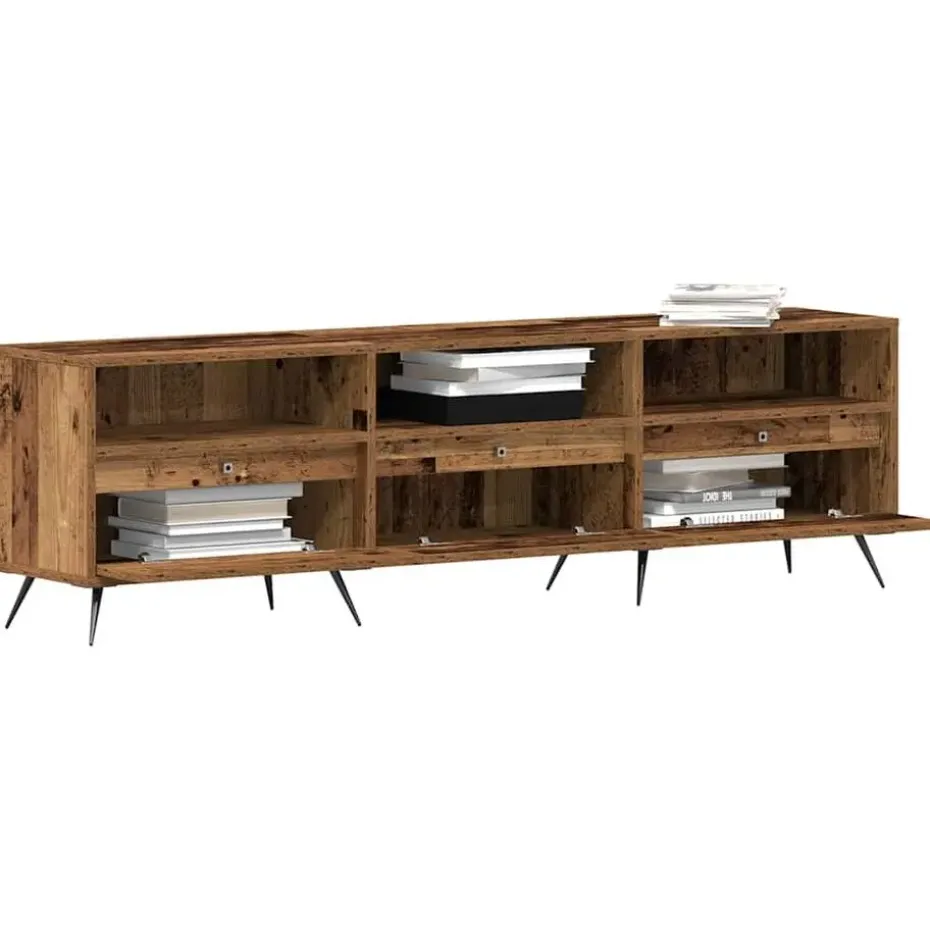 vidaXL - TV-meubel 3 vakken 3 deuren - Oud hout - Hout - 150x30x44.5 cm