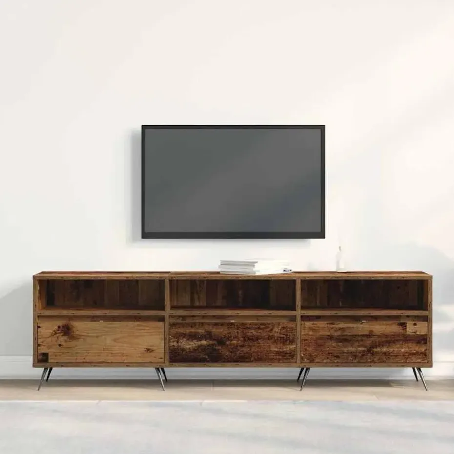 vidaXL - TV-meubel 3 vakken 3 deuren - Oud hout - Hout - 150x30x44.5 cm