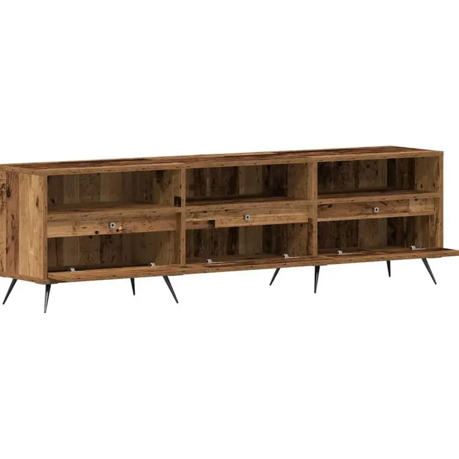 vidaXL - TV-meubel 3 vakken 3 deuren - Oud hout - Hout - 150x30x44.5 cm