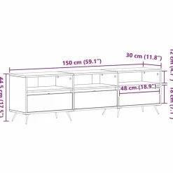 vidaXL - TV-meubel 3 vakken 3 deuren - Oud hout - Hout - 150x30x44.5 cm