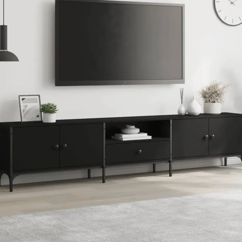 vidaXL - Tv-meubel - Zwart - Bewerkt hout