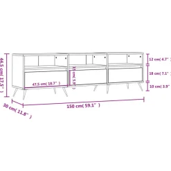 vidaXL - TV-meubel met 3 deuren en 3 vakken - Sonoma eiken - 150x30x44.5 cm