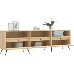 vidaXL - TV-meubel met 3 deuren en 3 vakken - Sonoma eiken - 150x30x44.5 cm