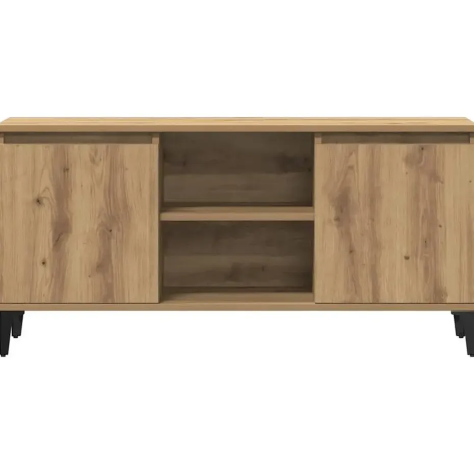vidaXL - TV-meubel met 2 deuren en 2 vakken - Artisanaal eiken - 102x35x50 cm