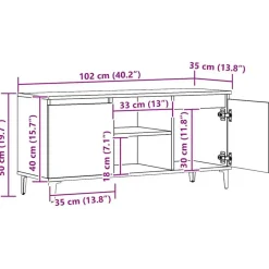vidaXL - TV-meubel met 2 deuren en 2 vakken - Artisanaal eiken - 102x35x50 cm