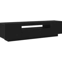 vidaXL - TV-meubel met 3 deuren - Zwart eiken - Bewerkt hout - 160x35x40 cm