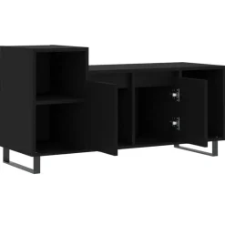 vidaXL - TV-meubel met 2 deuren 3 vakken - Zwart - Hout en metaal - 100x35x55 cm