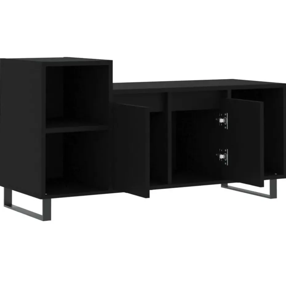 vidaXL - TV-meubel met 2 deuren 3 vakken - Zwart - Hout en metaal - 100x35x55 cm