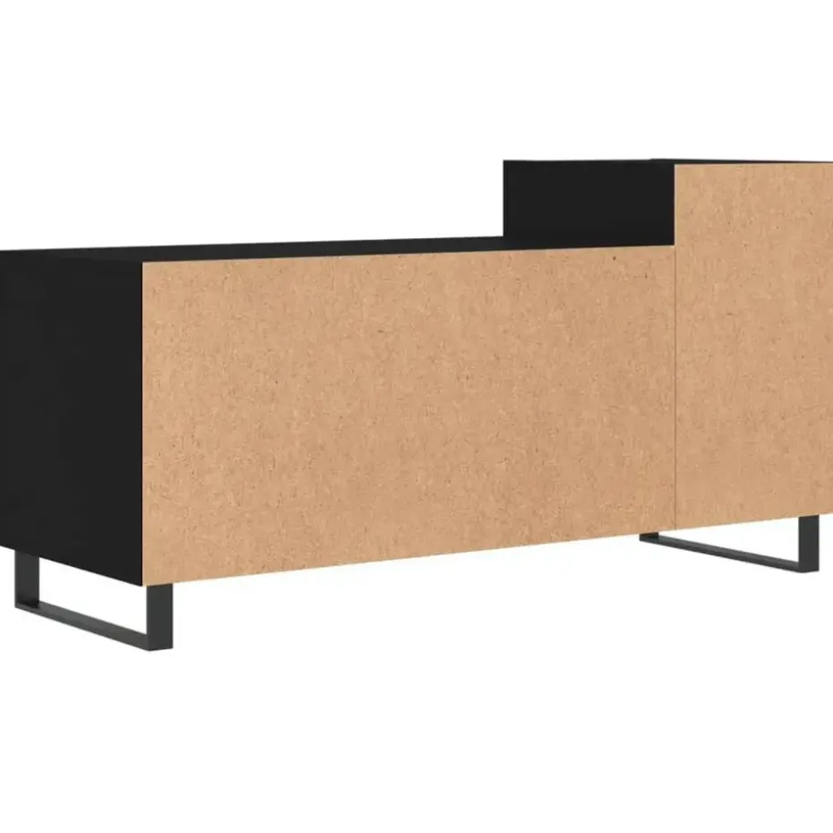 vidaXL - TV-meubel met 2 deuren 3 vakken - Zwart - Hout en metaal - 100x35x55 cm