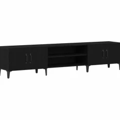 vidaXL - TV-meubel met 4 deuren - Zwart eiken - Hout - 180x31.5x40 cm