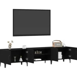 vidaXL - TV-meubel met 4 deuren - Zwart eiken - Hout - 180x31.5x40 cm