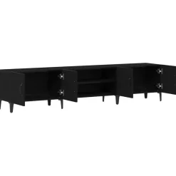 vidaXL - TV-meubel met 4 deuren - Zwart eiken - Hout - 180x31.5x40 cm