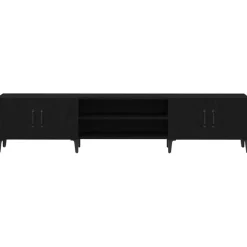 vidaXL - TV-meubel met 4 deuren - Zwart eiken - Hout - 180x31.5x40 cm