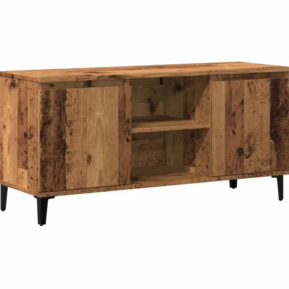 vidaXL - TV-meubel met 2 deuren en 2 vakken - Oud hout - 102x35x50 cm
