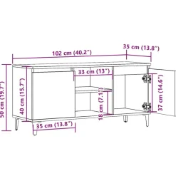 vidaXL - TV-meubel met 2 deuren en 2 vakken - Oud hout - 102x35x50 cm