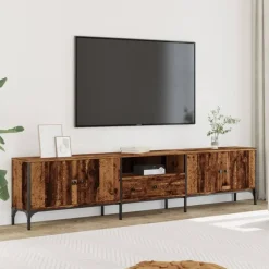 vidaXL - TV-meubel met 1 lade en 4 deuren - Oud hout - 200x25x44 cm