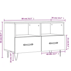 vidaXL - TV-meubel met 2 lades en 2 vakken - Zwart - Hout - 80x36x50 cm