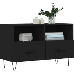 vidaXL - TV-meubel met 2 lades en 2 vakken - Zwart - Hout - 80x36x50 cm