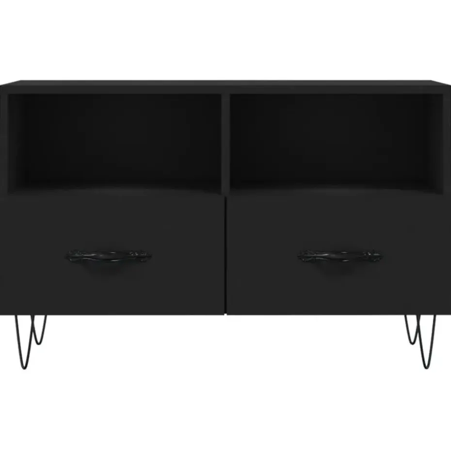 vidaXL - TV-meubel met 2 lades en 2 vakken - Zwart - Hout - 80x36x50 cm