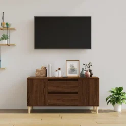vidaXL - TV-meubel met 2 lades - Bruin eiken - Hout - 102x44.5x50 cm