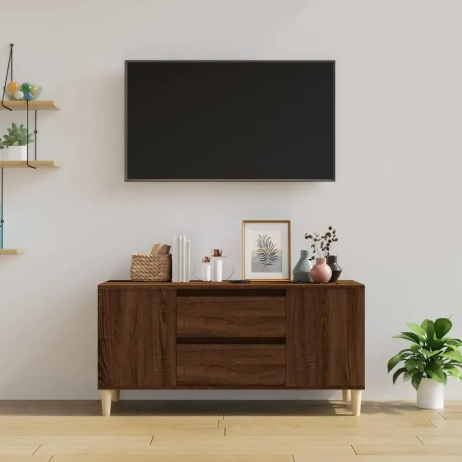 vidaXL - TV-meubel met 2 lades - Bruin eiken - Hout - 102x44.5x50 cm
