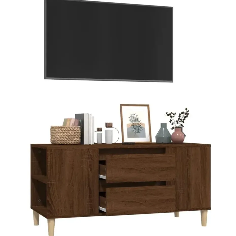 vidaXL - TV-meubel met 2 lades - Bruin eiken - Hout - 102x44.5x50 cm