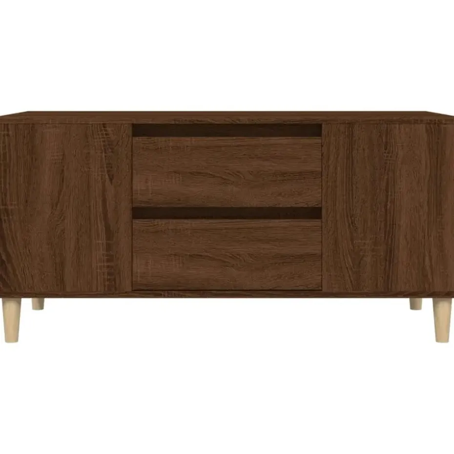 vidaXL - TV-meubel met 2 lades - Bruin eiken - Hout - 102x44.5x50 cm