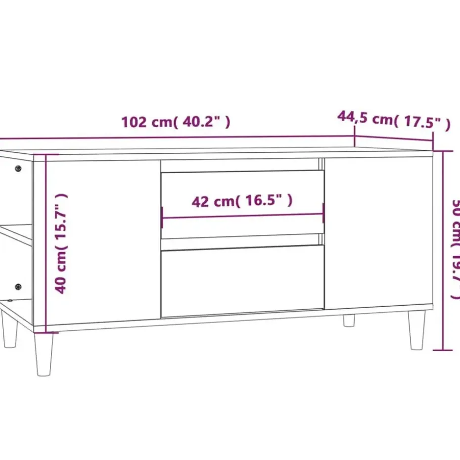 vidaXL - TV-meubel met 2 lades - Bruin eiken - Hout - 102x44.5x50 cm