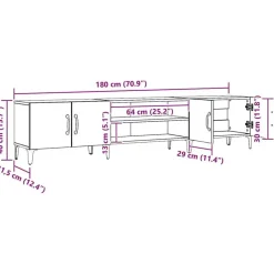 vidaXL - TV-meubel met 2 vakken 4 deuren - Artisanaal eiken - 180x31.5x40 cm