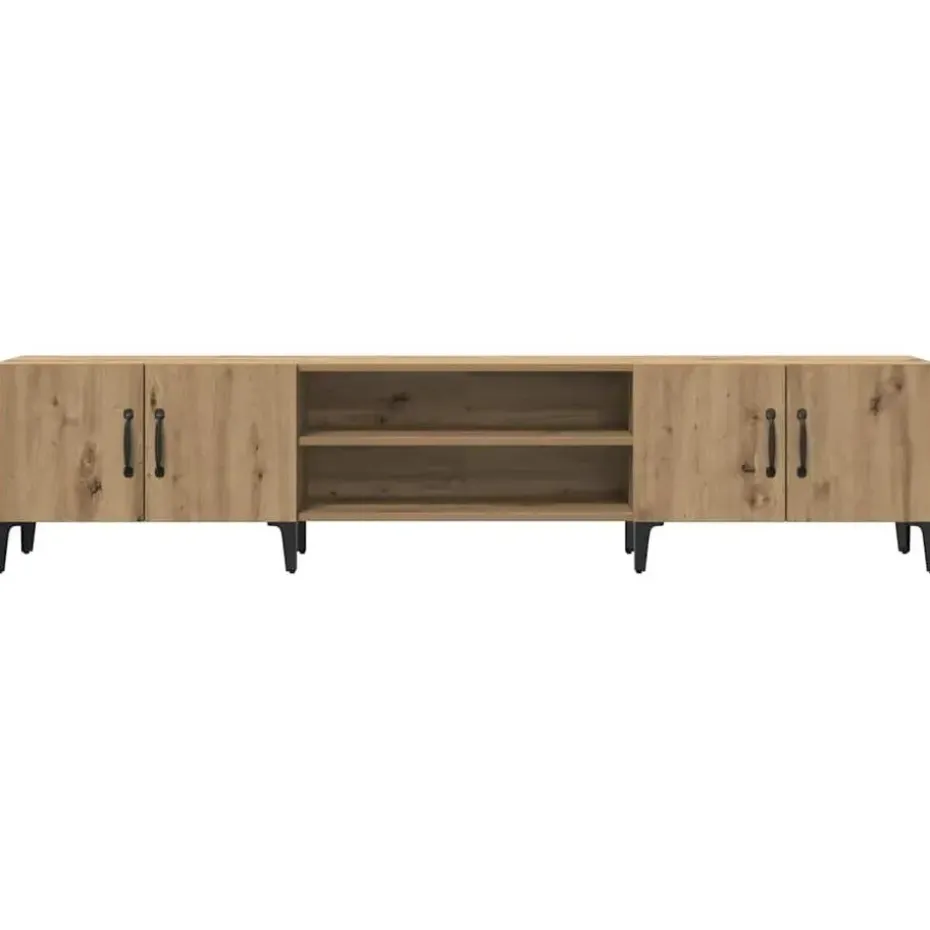vidaXL - TV-meubel met 2 vakken 4 deuren - Artisanaal eiken - 180x31.5x40 cm