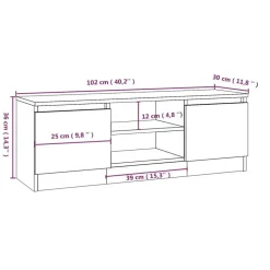 vidaXL - Tv-meubel met deur - Grijs - Bewerkt hout - 102 x 30 x 36 cm
