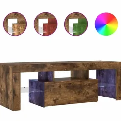 vidaXL - TV-meubel met LED-verlichting - Gerookt eiken - Hout - 120x35x40 cm