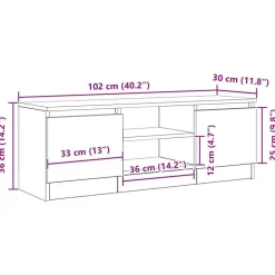 vidaXL - TV-meubel met legplank en 2 deuren - Zwart eiken - 102x30x36 cm