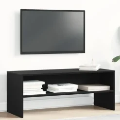 vidaXL - TV-meubel met legplank - Zwart eiken - Bewerkt hout - 100x40x40 cm