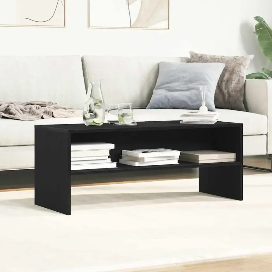 vidaXL - TV-meubel met legplank - Zwart eiken - Bewerkt hout - 100x40x40 cm