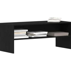 vidaXL - TV-meubel met legplank - Zwart eiken - Bewerkt hout - 100x40x40 cm