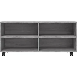 vidaXL - TV-meubel met wieltjes en 4 vakken - Grijs - Bewerkt hout - 90 cm
