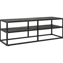 vidaXL - Tv-meubel met zwart marmerglas - Zwart - Glas - 120 x 40 x 40 cm
