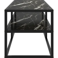 vidaXL - Tv-meubel met zwart marmerglas - Zwart - Glas - 120 x 40 x 40 cm