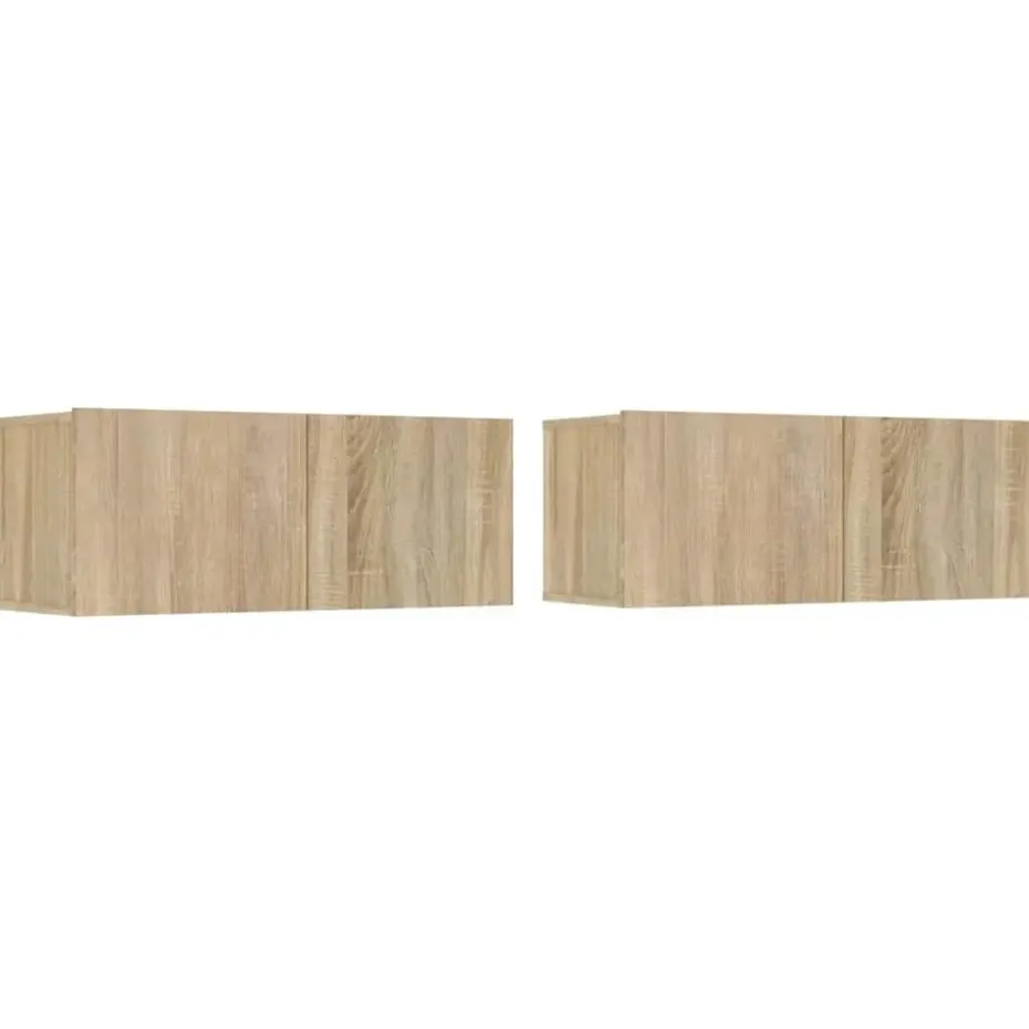 vidaXL - TV-meubels 2 st 4 deuren - Sonoma eikenk - Bewerkt hout - 80x30x30 cm