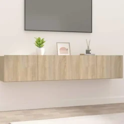 vidaXL - TV-meubels 2 st 4 deuren - Sonoma eikenk - Bewerkt hout - 80x30x30 cm