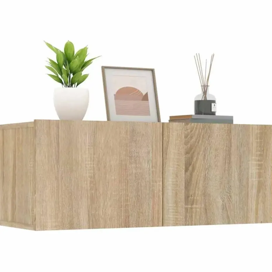 vidaXL - TV-meubels 2 st 4 deuren - Sonoma eikenk - Bewerkt hout - 80x30x30 cm